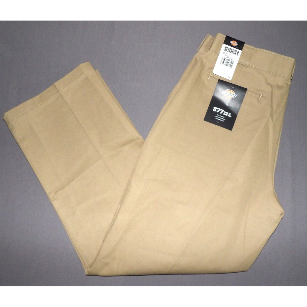 NEW! DICKIES 877 Loose Fit Wrinkle Resistant Khaki Work Pants Men's 38 X 32 NWT!